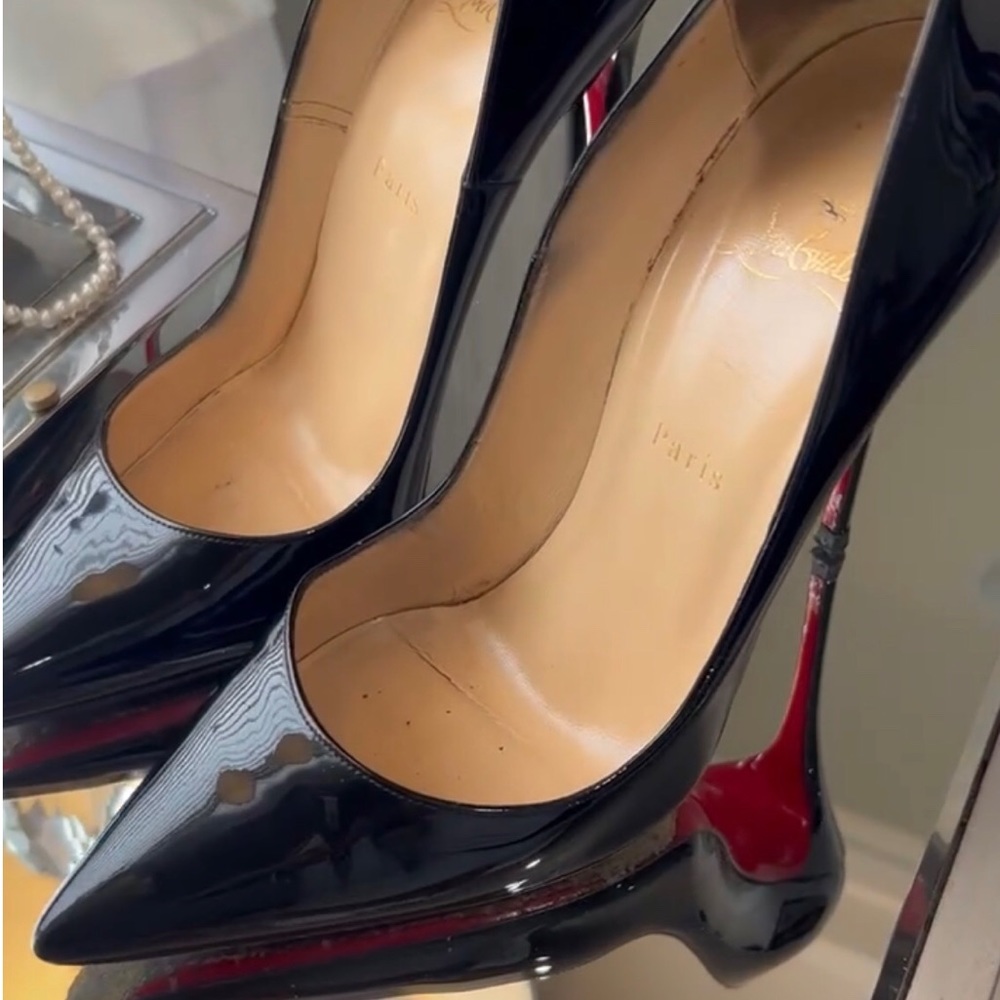 Christian Louboutin so Kate 120mm black patent leather stiletto heels shoes